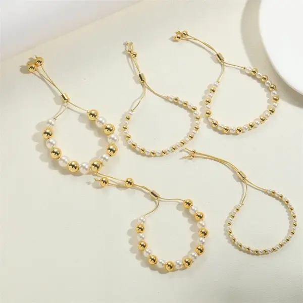 Wholesale Copper 14K Gold Plated White Gold Plated Vintage Style Round Bracelets