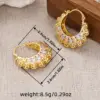 Wholesale Three-dimensional Geometric Earrings For Women In Copper With KC Golden Plated Water Plating And 0.03µm Coating Thickness