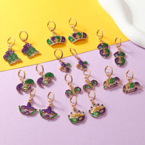 Wholesale 2024 Explosions Carnival Earrings Flash Iris Flower Mask Earrings Crown Earrings Trendy Fashion All-match Earrings