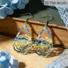 Wholesale Retro Multicolor Water Droplets Drop Earrings With Acrylic Print, Featuring 304 Stainless Steel Ear Pins For Women