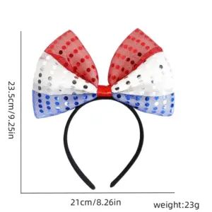 Red, White and Blue Sequined Bow / Fan Headband