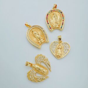Wholesale Copper-plated gold heart-shaped geometric necklace accessory clavicle chain pendant