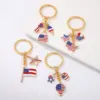 Wholesale American Flag Keychain Heart-Shaped Alloy Oil Drop Women's Bag Decoration