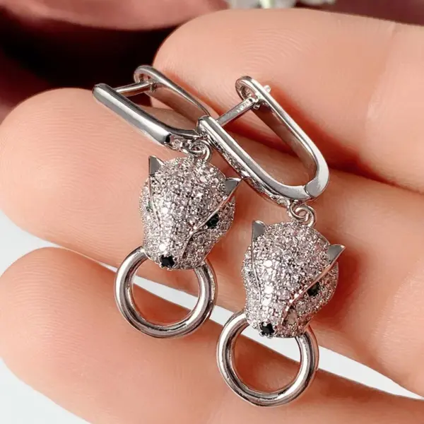 Wholesale Women’s Animal Drop Earrings With Claw Setting, White K Plated Copper Featuring Zircon Inlay And Water Plating