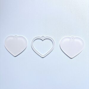 Transparent love heart 7cm - homemade shaker (1 set is 3 pieces without glue)