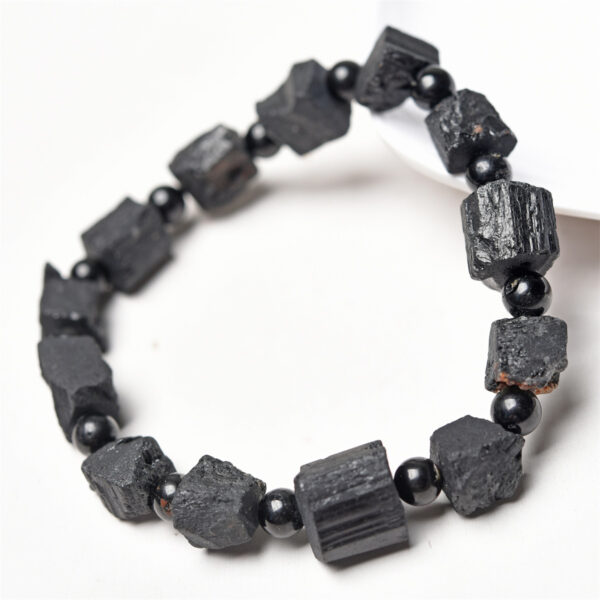 oly-066677de8c4051a7e454279fa40100c3 Wholesale Fuhong jewelry natural tourmaline crystal black tourmaline raw stone frosted single ring bracelet jewelry raw ore bracelet