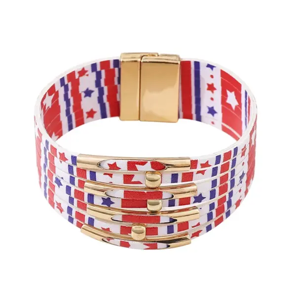 Wholesale Trendy Leather Copper Tube Beaded Bracelet Magnetic Clasp Hand Chain Style Unisex Personality Bracelets