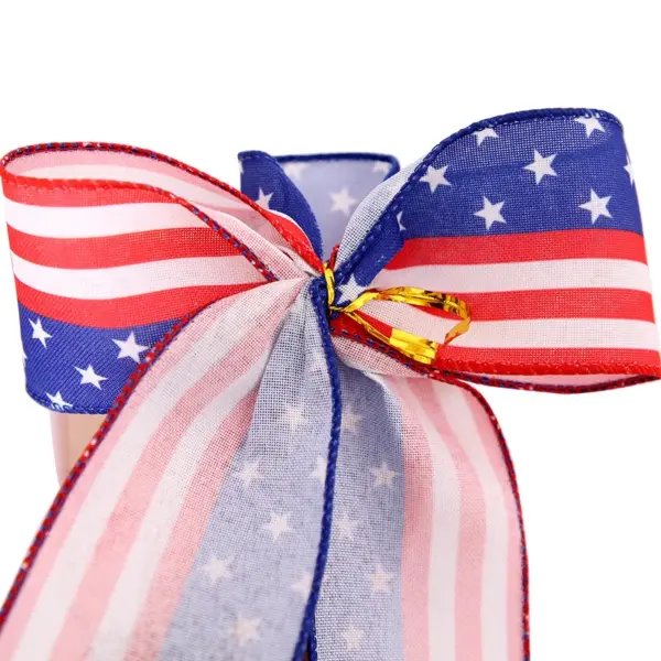 oly-0667b4ca49c4aa72c58ff6c8de320b75 Wholesale Small Size Linen Stars American Independence Day Decoration Party Supplies Bowknot Tablecloth Hanging Decorations