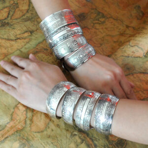Wholesale Silver Jewelry Open Miao Silver Elephant Bracelet Women’s Ethnic Style Wide Bracelet Retro Stall Small Commodity