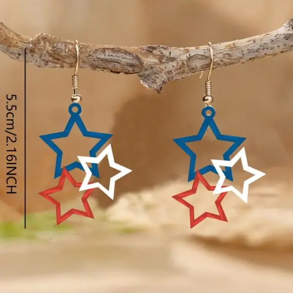 Wholesale Retro White Star Print Acrylic Drop Earrings With 304 Stainless Steel Ear Pins For Women