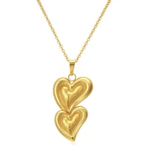 Double Heart Necklace / 18k