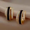 Wholesale Geometric Epoxy Earrings For Women In Copper With KC Golden Plated Water Plating And Zircon Inlay