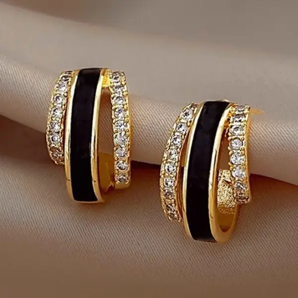 Wholesale Geometric Epoxy Earrings For Women In Copper With KC Golden Plated Water Plating And Zircon Inlay