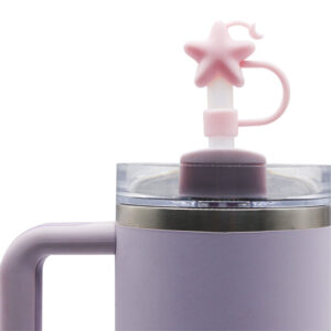 Silicone pink star and moon 10mm / Bag does not include straw