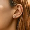 Wholesale Exquisite Small Round Hoop Earrings Ice Crystal Stone Copper Plated 18K Real Gold Irregular Snowflake Christmas Gift Color Retention Jewelry