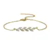 Wholesale Heart Hoops Leaf Pattern Bracelets For Women In Copper With Zircon Inlay, Available In Golden