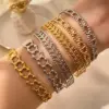 Wholesale Minimalist Leaf Arrangement Titanium Steel Vacuum Plated Handmade Bracelet