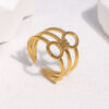 Wholesale Non-fading titanium steel ring, adjustable geometric pattern stainless steel ring