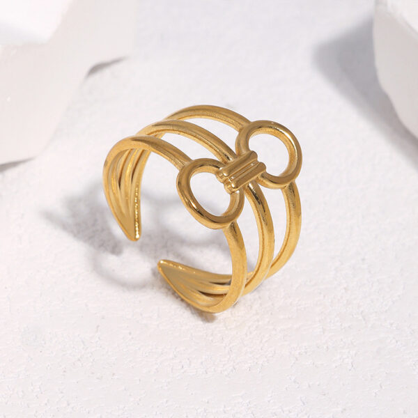 Wholesale Non-fading titanium steel ring, adjustable geometric pattern stainless steel ring