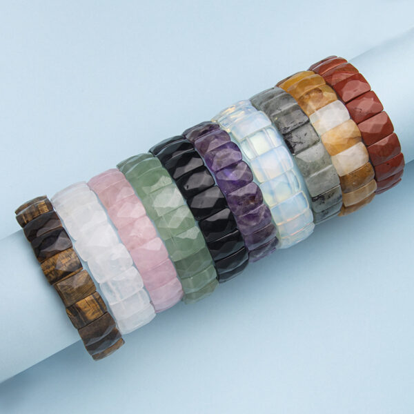 Wholesale Creative Fashion Natural Stone Crystal Facet Rectangular Hand Row Square Brand Bracelet Semi-precious Stone Agate Bracelet Bracelet