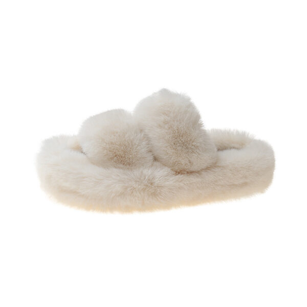 Wholesale style Korean-style fluffy slippers for women, perfect for autumn and winter, thick-soled, cotton slippers.