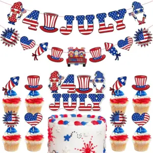 Wholesale Dwarf Flag Cake Decoration American National Day Decoration Props Paper Tablecloth Hanging Decorations