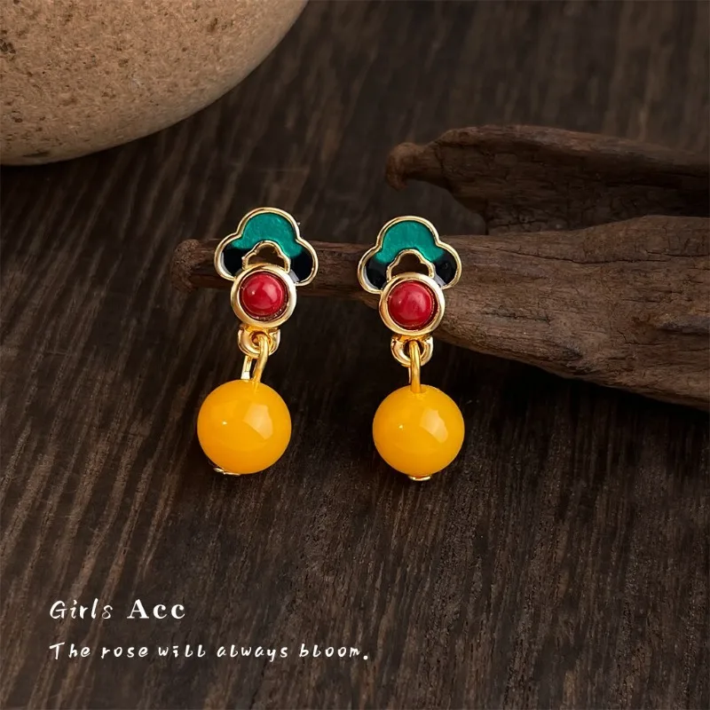 Wholesale Handmade Geometric Earrings For Women In Copper With 14K Real Gold Water Plating And Resin Inlay