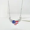 oly-06d80bf20443b7ccba0ebf1346628a12 Wholesale Fashion Simple American Independence Day Rhinestone Wings Heart-shaped Pendant Alloy Necklace Set