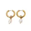 Wholesale 1 Pair Fashion Solid Color Pearl Plating Titanium Steel Drop Earrings