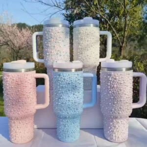 oly-071cb9e2e7703bf430c40132344fded0 Wholesale 304 Stainless Steel Thermos Cup with Diamond 40oz Handle Vacuum Ice Cup Portable Car Cup