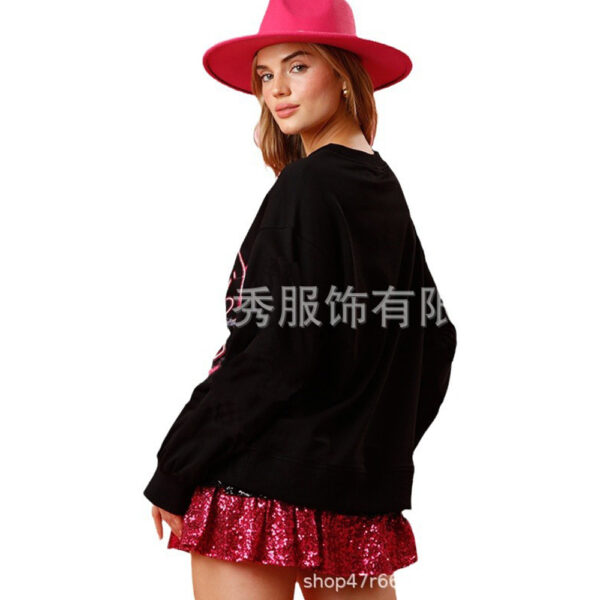 Wholesale  Trade Valentine's Day Heart Sequin Women's Sweatshirt Sequin Long-Sleeved Casual Loose Top