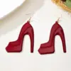 Wholesale Exaggerated Red Electroplated Alloy Heels Ear Hook Earrings For Women With KC Golden Plated Finish