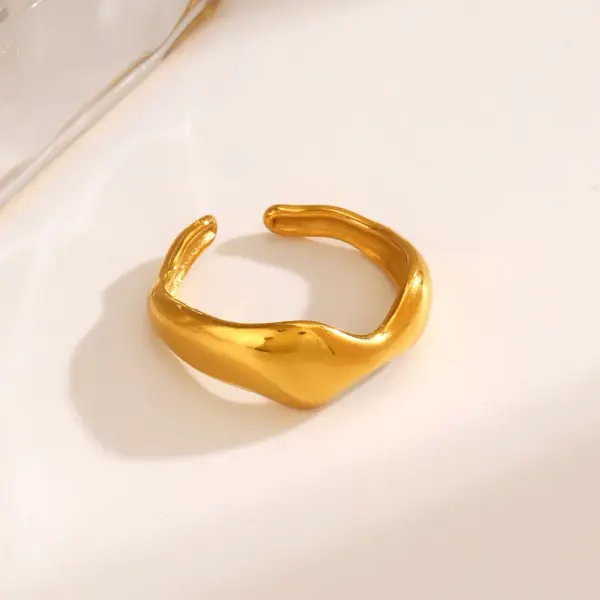 Wholesale Ion Plating (IP) 18K Gold Plated Irregular 304 Stainless Steel Elegant Simple Style Waterproof Non Tarnish Open Rings