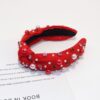 Wholesale Valentine's Day Pearl Rhinestone Hoop Light Luxury Kink Fabric High Cranial Top Hair Hoop Face Wash Out Headwear