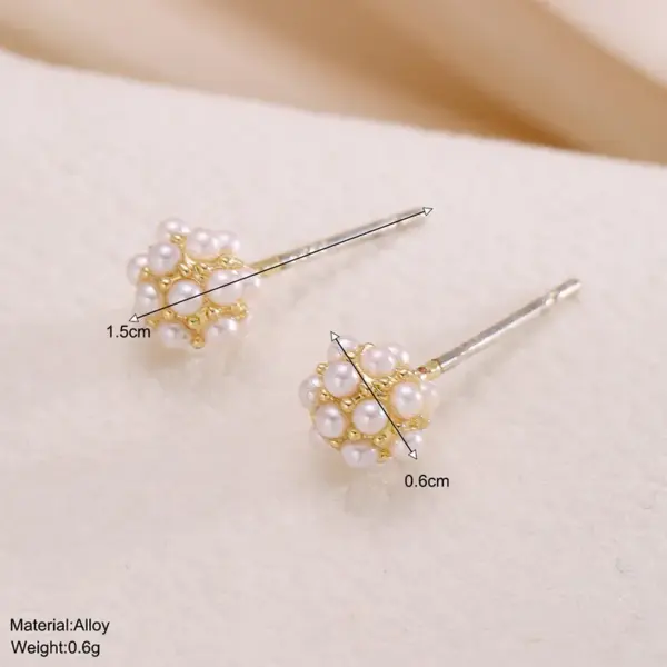 Wholesale 1 Pair Elegant Glam Flower Inlay Alloy Pearl Ear Studs