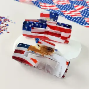 Wholesale American Flag Hair Claws For Women, Acrylic Hairpin Accessories Perfect For Independence Day