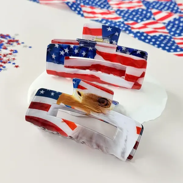 Wholesale American Flag Hair Claws For Women, Acrylic Hairpin Accessories Perfect For Independence Day