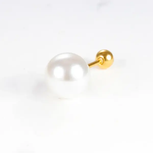 Wholesale 1 Piece Simple Style Round Plating Inlay Copper Pearl 18k Gold Plated Ear Studs