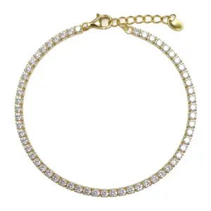 Wholesale Geometric Women's Bracelets For Independence Day Featuring 14K Real Gold Plated Tennis Chain With 0.03µm Thickness And Zircon Inlay