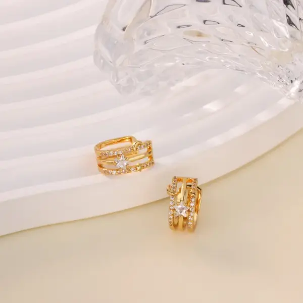 Wholesale Women’s Waterproof Non Tarnish Cross Stud Earrings In Copper With 18K Real Gold PVD Coating And Zircon Inlay