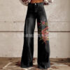 Wholesale plus size Women's Casual Pants Printed Imitation Jeans Wide Leg 3D Fashion Women's Pants