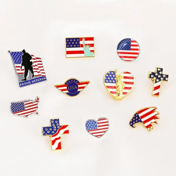 Wholesale American Flag Pin In Zinc Alloy Featuring Enamel Craftsmanship, Stylish Flag Brooches