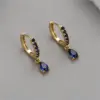 Wholesale Round Copper Earrings For Women With 14K Real Gold Plated Electroplated Finish, 925 Sterling Silver Posts, And Zircon Inlay
