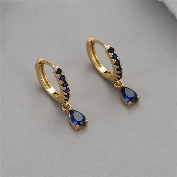 Wholesale Round Copper Earrings For Women With 14K Real Gold Plated Electroplated Finish, 925 Sterling Silver Posts, And Zircon Inlay