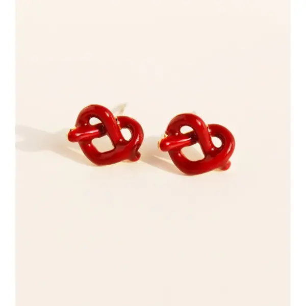 Wholesale 1 Pair Elegant Simple Style Commute Geometric Heart Shape Lines Enamel Inlay Brass Enamel 24K Gold Plated Ear Studs