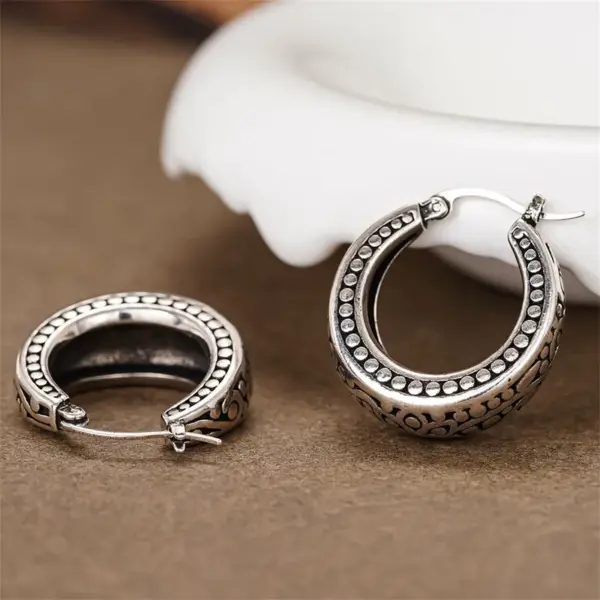 Wholesale Three-dimensional Geometric Earrings For Women In Copper With White K Water Plating And 0.03µm Thick Coating