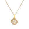 Wholesale Titanium steel zircon-set four-leaf zircon necklace pendant clavicle chain