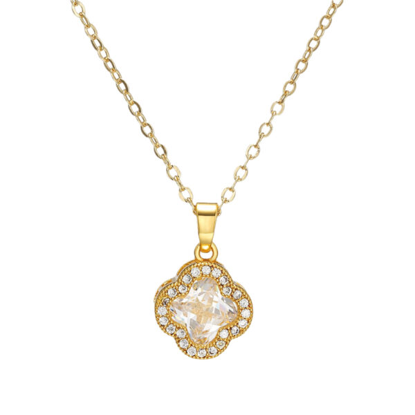 Wholesale Titanium steel zircon-set four-leaf zircon necklace pendant clavicle chain