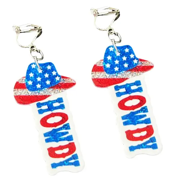 oly-07dcdab85e43e9b93941eb82240d1539 Wholesale July 4th Ladies Children's No Piercing Ear Cuff Acrylic Firework Earrings Simple Geometric Pattern Jewelry Accessories