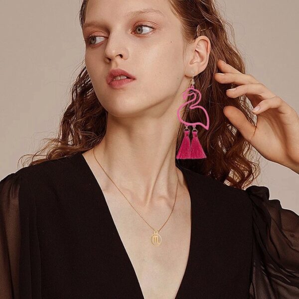 Wholesale Earrings Creative All-match Flamingo Tassel Pendant Earrings Simple Street Shooting Explosions Jewelry